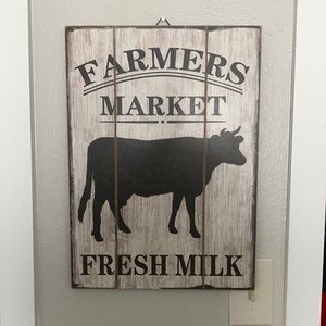 Farmers Market Fresh Milk Slat Wall Decor